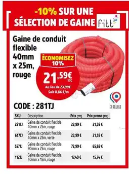 Screwfix Fitt Gaine de conduit flexible 40mm x 25m, rouge offre
