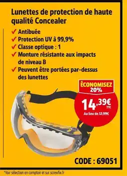 Screwfix Lunettes de protection de haute qualité Concealer offre