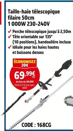 Screwfix Taille-haie télescopique filaire 50cm offre