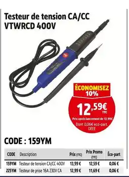 Screwfix Testeur de tension CA/CC VTWRCD 400V offre