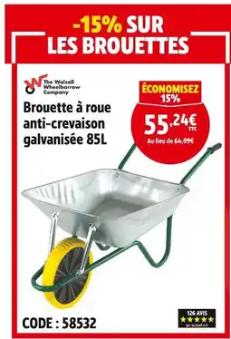 Screwfix Brouette à roue anti-crevaison galvanisée 85L offre