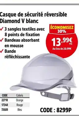 Screwfix Casque de sécurité réversible Diamond V blanc offre