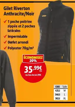 Screwfix Riverton Gilet Anthracite/Noir offre