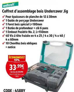 Screwfix wolfcraft Coffret d'assemblage bois Undercover Jig offre