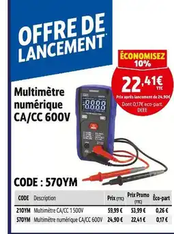Screwfix Multimètre numérique CA/CC 600V offre