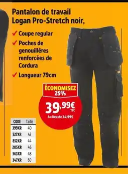Screwfix Logan Pantalon de travail Pro-Stretch noir offre