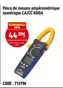 Screwfix Pince de mesure ampèremétrique numérique CA/CC 600A offre