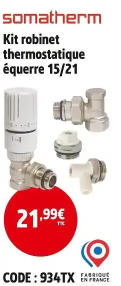 Screwfix somatherm Kit robinet thermostatique équerre 15/21 offre