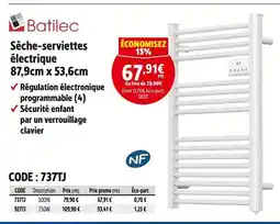 Screwfix Batilec Sèche-serviettes électrique 87,9cm x 53,6cm offre