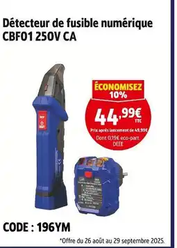 Screwfix Détecteur de fusible numérique CBF01 250V CA offre