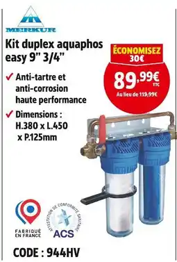 Screwfix MERKUR Kit duplex aquaphos easy 9” 3/4” offre