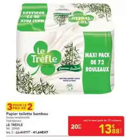 METRO Le trèfle - papier toilette bambou offre