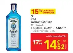 METRO Bombay sapphire - gin 40% 8 offre