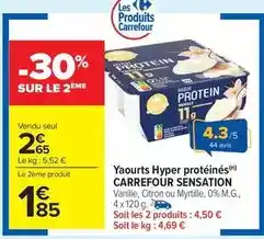 Carrefour Carrefour - yaourts hyper protéinés sensation offre