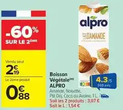 Carrefour Alpro - boisson végétale offre