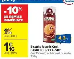 Carrefour Carrefour - biscuits fourrés crok classic' offre