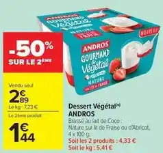 Carrefour Andros - dessert végétal offre