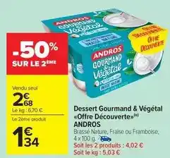 Carrefour Andros - dessert gourmand & végétal offre découverte offre