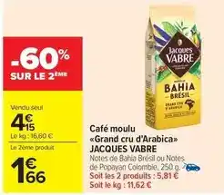 Carrefour Jacques vabre - café moulu grand cru d'arabica offre
