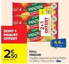 Carrefour Panzani - pâtes offre