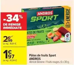 Carrefour Andros - pâtes de fruits sport offre