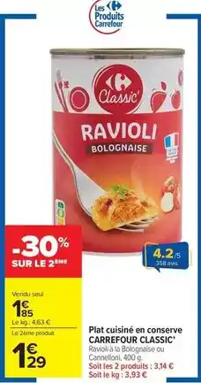 Carrefour Carrefour - plat cuisiné en conserve classic' offre