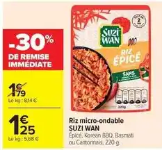 Carrefour Suzi wan - riz micro-ondable offre