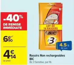 Carrefour Bic - rasoirs non rechargeables offre