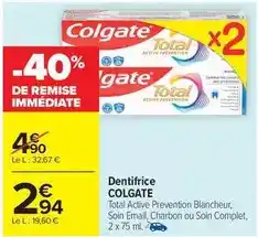 Carrefour Colgate - dentifrice offre