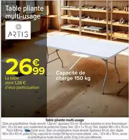 Carrefour Artis - table pliante multi-usage offre