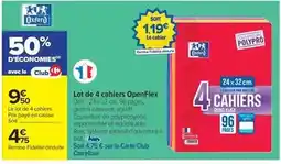 Carrefour Oxford - lot de 4 cahiers openflex offre