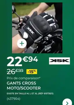 Feu Vert Ksk - gants cross moto/scooter offre
