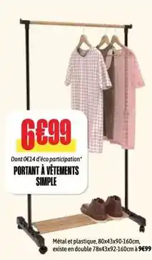 L'incroyable Portant à vétements simple offre