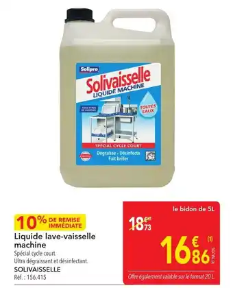 METRO SOLIVAISSELLE Liquide lave-vaisselle machine offre