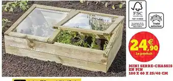 Mini Serre Chassis En Pin 100x60x25/40cm