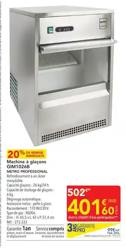METRO METRO PROFESSIONAL Machine à glaçons GIM1026B offre