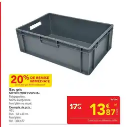 METRO METRO PROFESSIONAL Bac gris offre