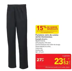 METRO METRO PROFESSIONAL Pantalons noirs de cuisine offre