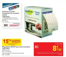 METRO LABELFRESH Étiquettes HACCP jours de la semaine offre
