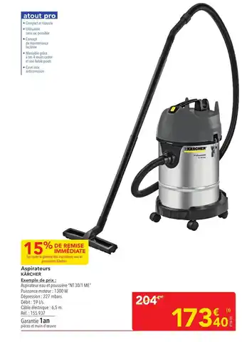 METRO KÄRCHER Aspirateurs offre