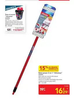 METRO VILEDA Balai power 2 en 1 Ultramax offre