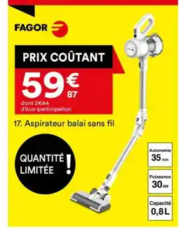 BUT FAGOR Aspirateur balai sans fil offre