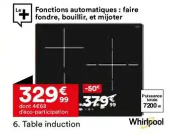 BUT WHIRLPOOL Table induction offre