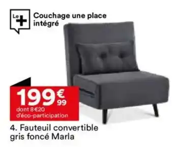 BUT Fauteuil convertible gris foncé Marla offre