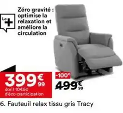 BUT Fauteuil relax tissu gris Tracy offre