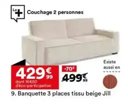 BUT Banquette 3 places tissu beige Jill offre