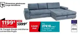 BUT Canapé d'angle méridienne convertible Argos offre