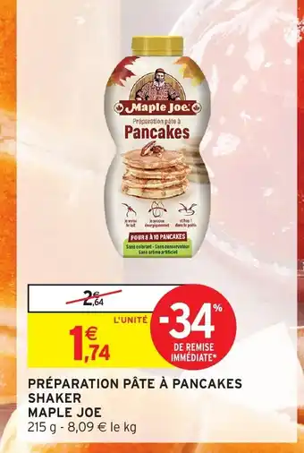 Intermarché Hyper MAPLE JOE Préparation pâte à pancakes shaker offre