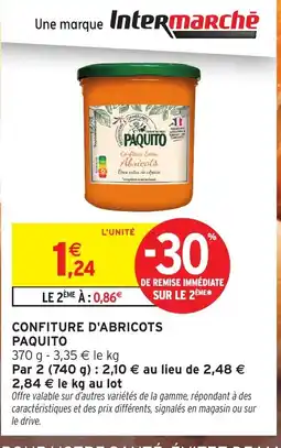 Intermarché Hyper PAQUITO Confiture d'abricots offre