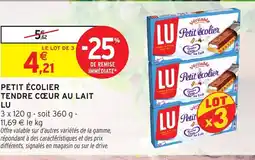 Intermarché Hyper LU Petit écolier tendre cœur au lait offre